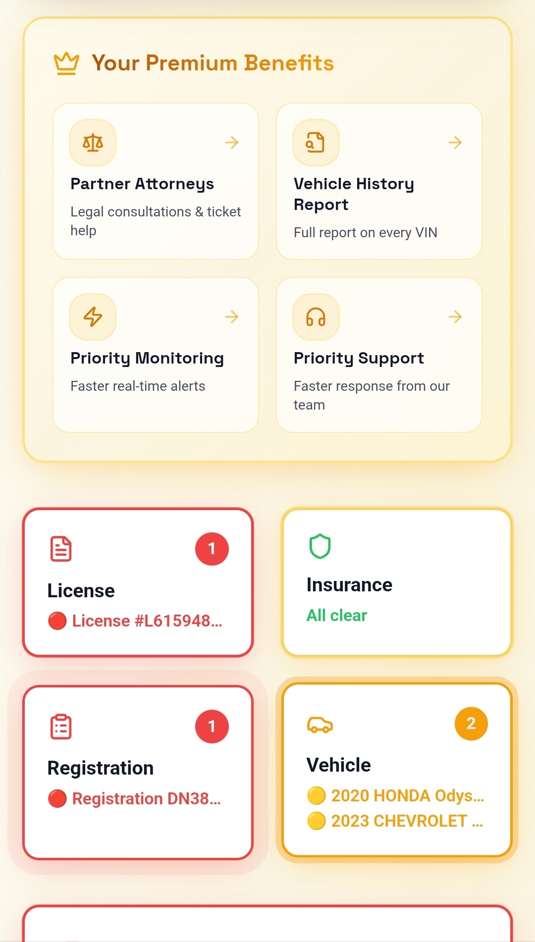 Dashboard — Premium benefits