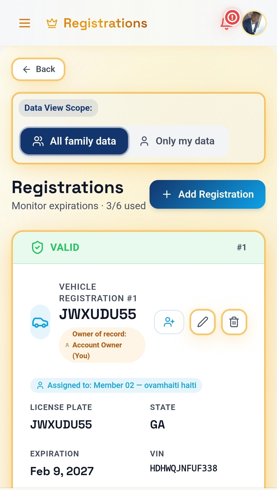 Vehicle Registrations