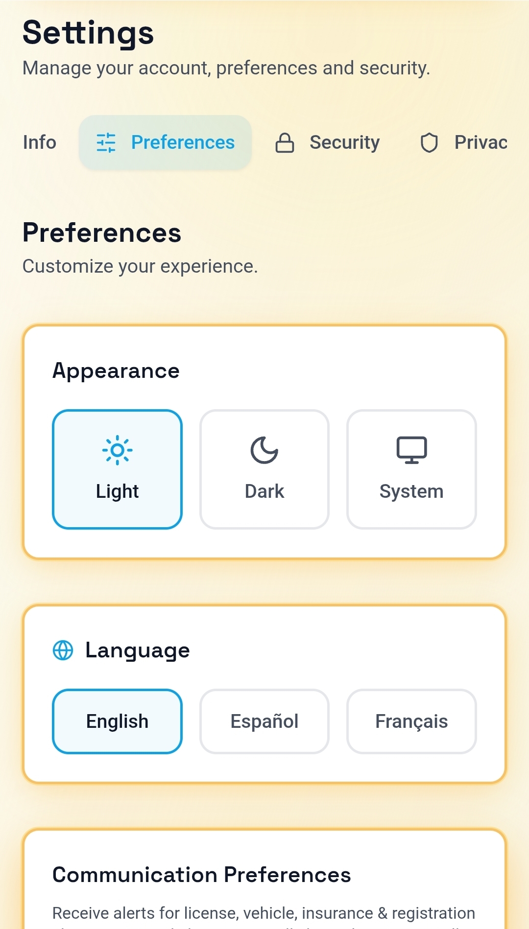 Settings — Preferences
